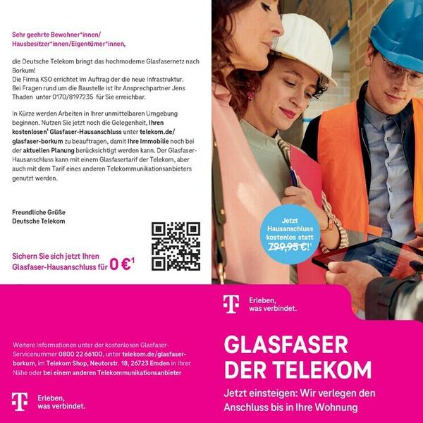 Bild vergrößern: Flyer - Telekom Glasfaserausbau